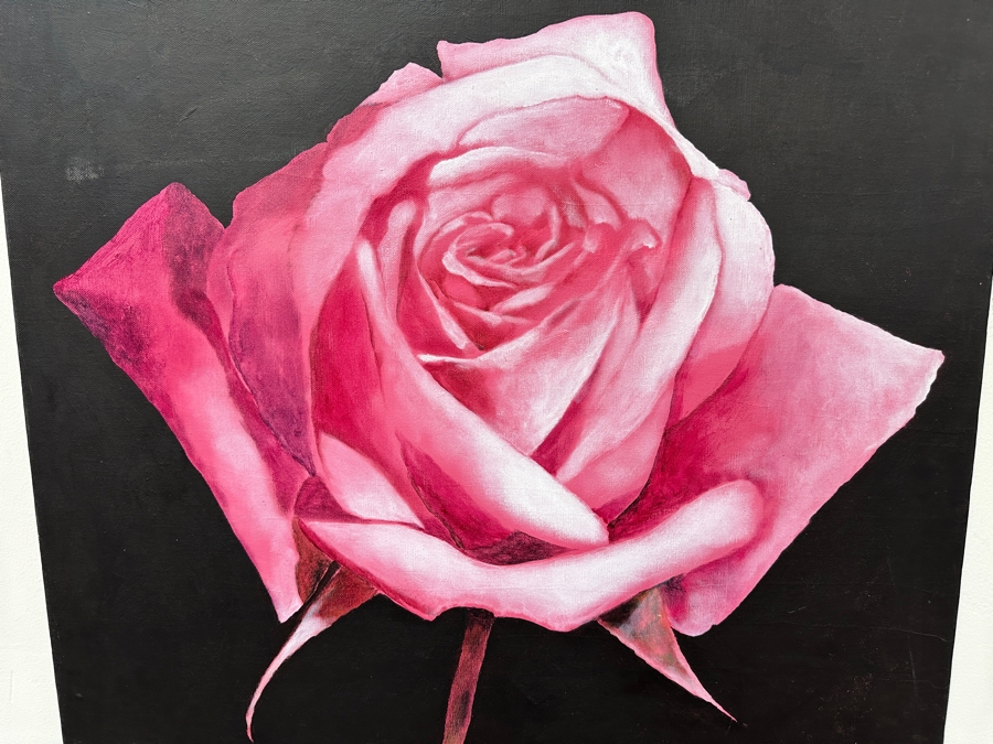 Gerrit Greve (1948-2024, Cardiff by the Sea, CA) Original Acrylic Painting On Canvas Titled 'The Pink Rose' 1974 Signed Lower Right 28' X 34' Estimate $952 - $1,190 [Photo 3]