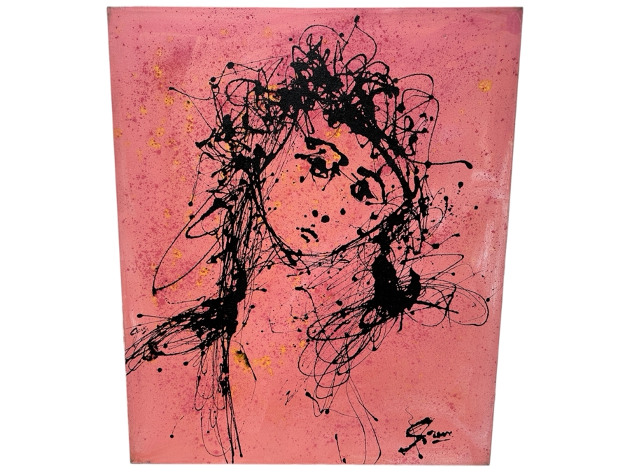 Gerrit Greve (1948-2024, Cardiff by the Sea, CA) Original Acrylic Drip Painting On Canvas Signed Lower Right And Verso 30' X 36' Estimate $1,080 - $1,350 [Photo 1]