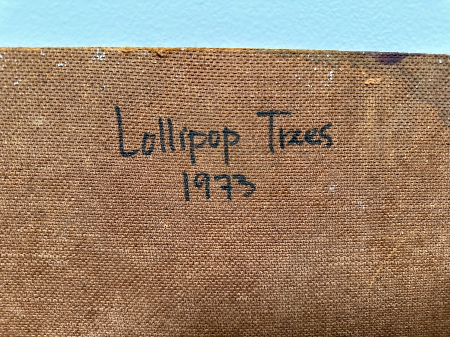 Gerrit Greve (1948-2024, Cardiff by the Sea, CA) Original Acrylic Painting On Board Titled 'Lollipop Trees' 1973 Signed Lower Right 28' X 24' Estimate $672 - $840 [Photo 7]