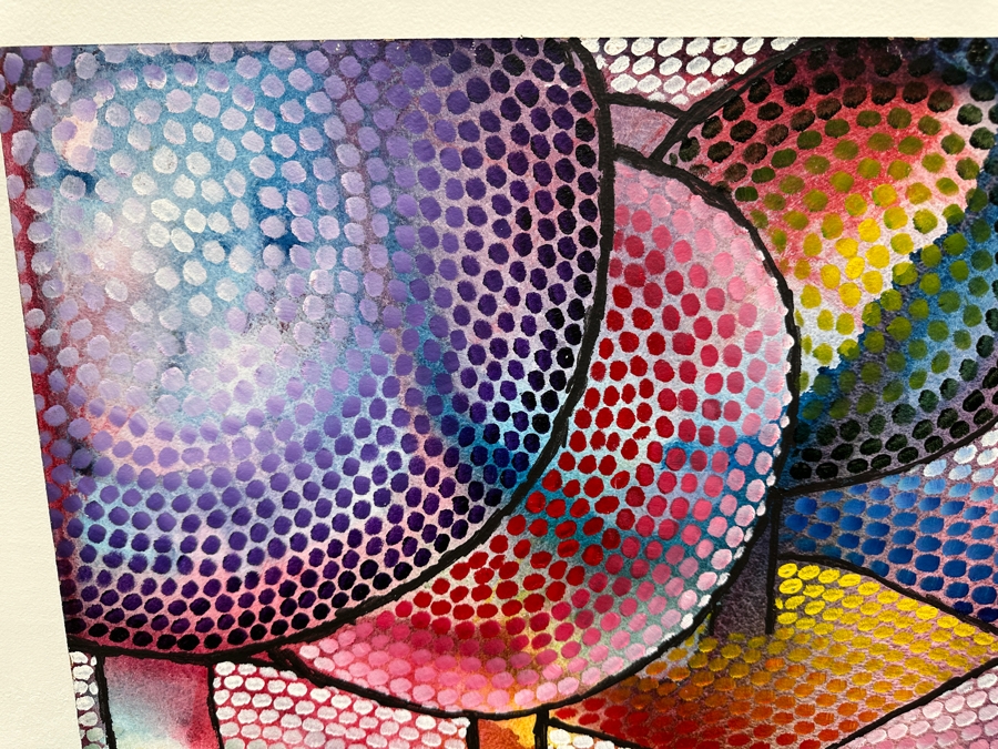 Gerrit Greve (1948-2024, Cardiff by the Sea, CA) Original Acrylic Painting On Board Titled 'Lollipop Trees' 1973 Signed Lower Right 28' X 24' Estimate $672 - $840 [Photo 3]