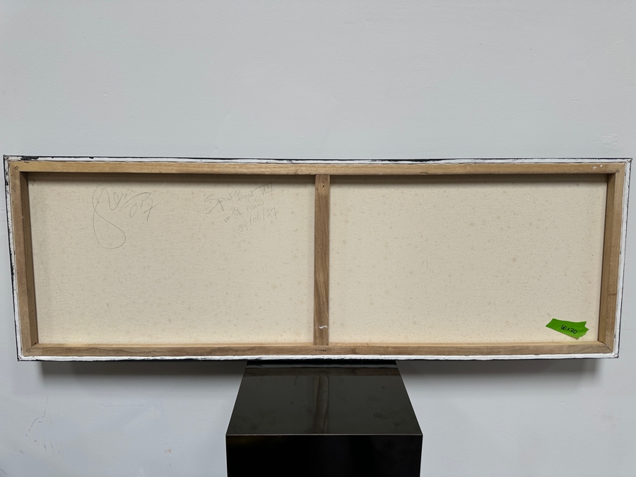 Gerrit Greve (1948-2024, Cardiff by the Sea, CA) Original Acrylic Painting On Canvas Titled 'Spirit Boat In The Rain VIII' 2007 Signed Verso 60' X 20' Estimate $1,200 - $1,500 [Photo 6]