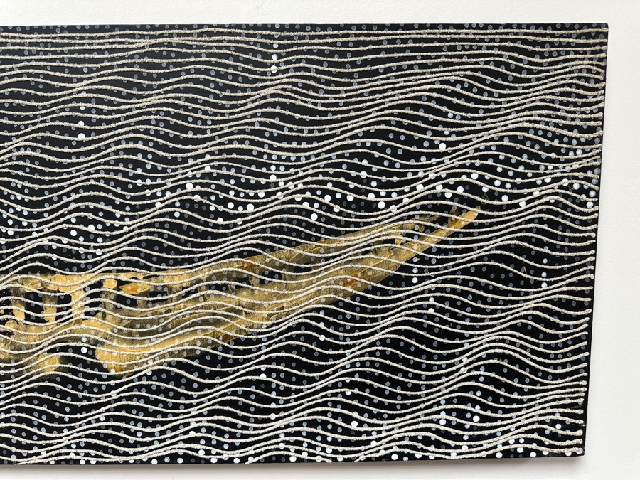 Gerrit Greve (1948-2024, Cardiff by the Sea, CA) Original Acrylic Painting On Canvas Titled 'Spirit Boat In The Rain VIII' 2007 Signed Verso 60' X 20' Estimate $1,200 - $1,500 [Photo 5]