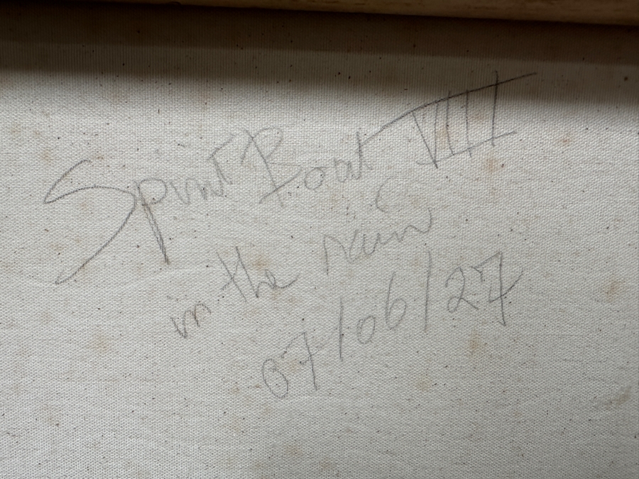 Gerrit Greve (1948-2024, Cardiff by the Sea, CA) Original Acrylic Painting On Canvas Titled 'Spirit Boat In The Rain VIII' 2007 Signed Verso 60' X 20' Estimate $1,200 - $1,500 [Photo 8]