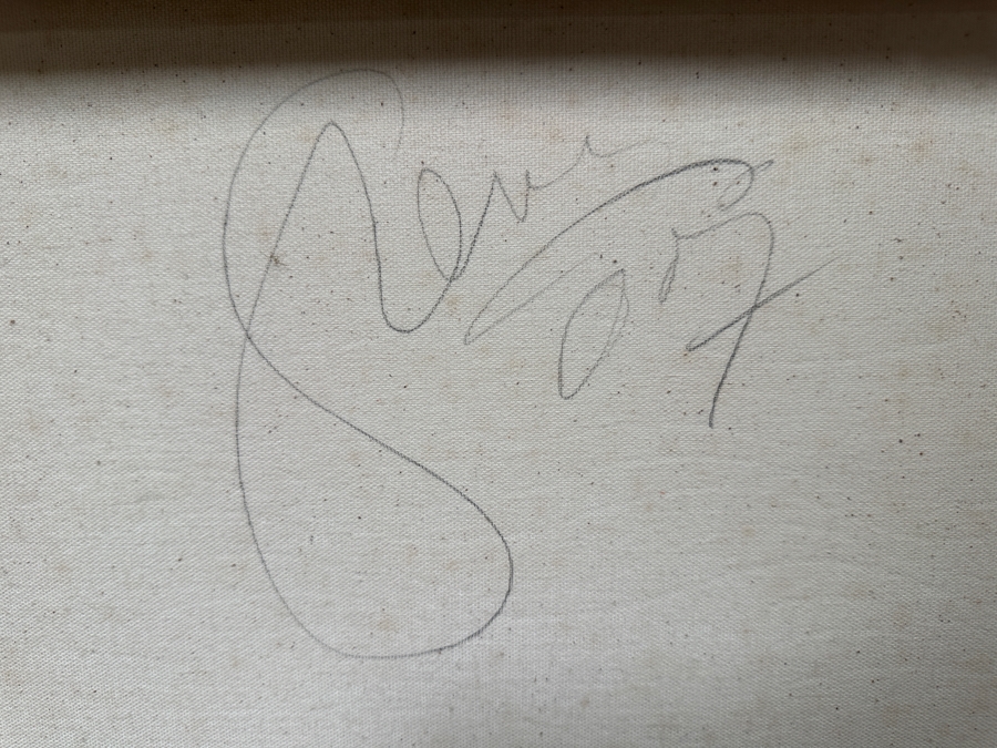 Gerrit Greve (1948-2024, Cardiff by the Sea, CA) Original Acrylic Painting On Canvas Titled 'Spirit Boat In The Rain VIII' 2007 Signed Verso 60' X 20' Estimate $1,200 - $1,500 [Photo 7]