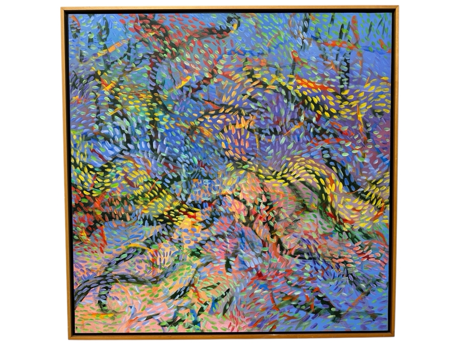 Gerrit Greve (1948-2024, Cardiff by the Sea, CA) Original Acrylic Painting On Canvas Titled 'Underwater Delights' 1997 Signed Verso 38' X 38' Estimate $1,444 - $1,805