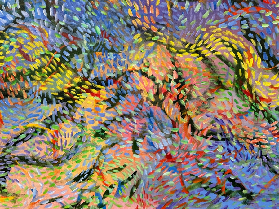 Gerrit Greve (1948-2024, Cardiff by the Sea, CA) Original Acrylic Painting On Canvas Titled 'Underwater Delights' 1997 Signed Verso 38' X 38' Estimate $1,444 - $1,805 [Photo 3]