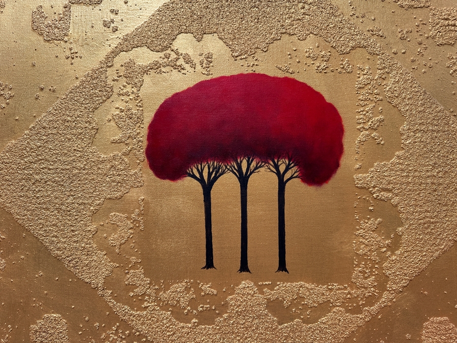 Gerrit Greve (1948-2024, Cardiff by the Sea, CA) Original Acrylic Sand Painting On Canvas Titled 'Trinitree III' 2002 Signed Verso 36' X 36' Estimate $1,296 - $1,620 [Photo 3]