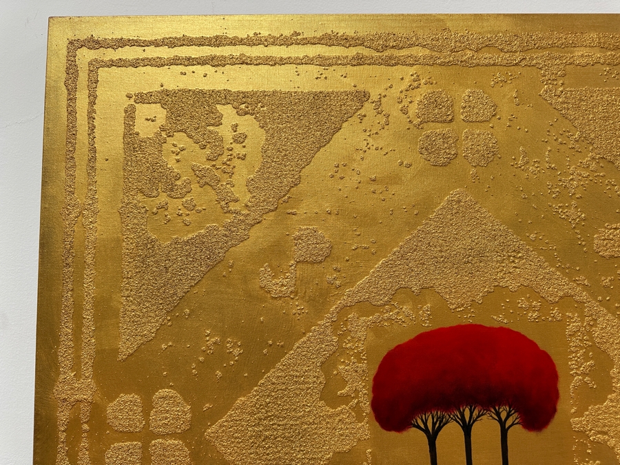 Gerrit Greve (1948-2024, Cardiff by the Sea, CA) Original Acrylic Sand Painting On Canvas Titled 'Trinitree III' 2002 Signed Verso 36' X 36' Estimate $1,296 - $1,620 [Photo 4]