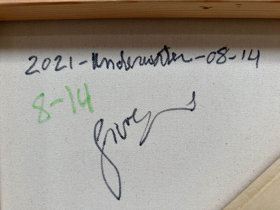 Gerrit Greve (1948-2024, Cardiff by the Sea, CA) Original Acrylic Painting On Canvas Titled 'Underwater' 2021 Signed Lower Left And Verso 36' X 36' Estimate $1,296 - $1,620 [Photo 7]