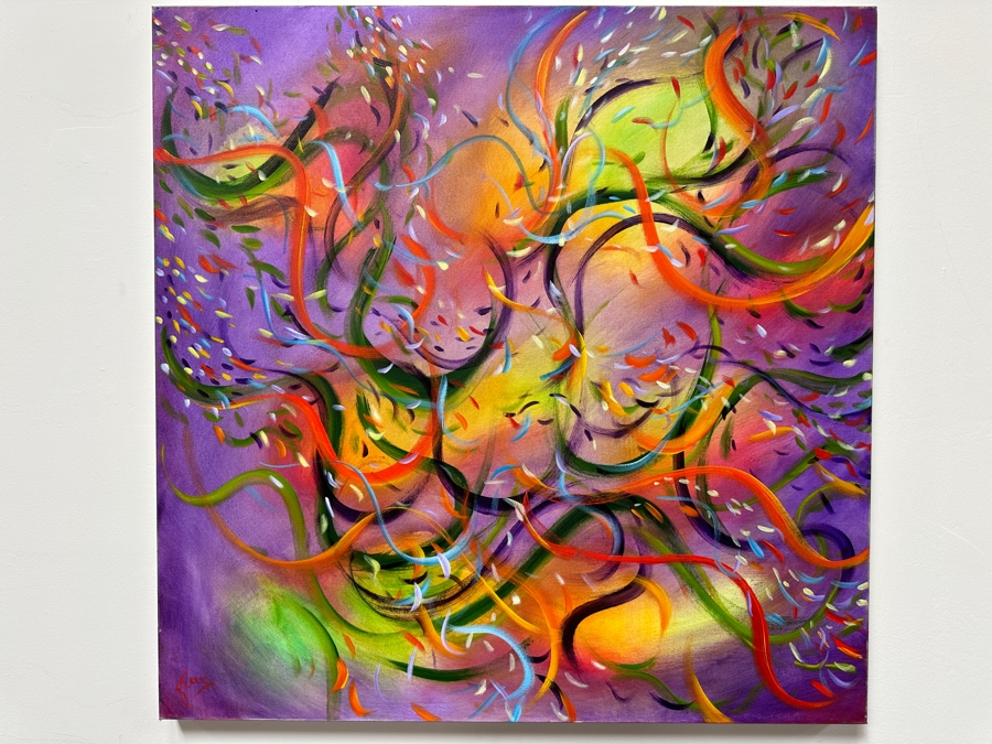 Gerrit Greve (1948-2024, Cardiff by the Sea, CA) Original Acrylic Painting On Canvas Titled 'Underwater' 2021 Signed Lower Left And Verso 36' X 36' Estimate $1,296 - $1,620 [Photo 2]