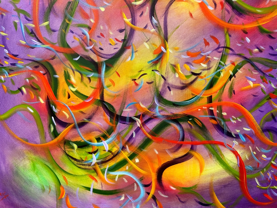 Gerrit Greve (1948-2024, Cardiff by the Sea, CA) Original Acrylic Painting On Canvas Titled 'Underwater' 2021 Signed Lower Left And Verso 36' X 36' Estimate $1,296 - $1,620 [Photo 3]