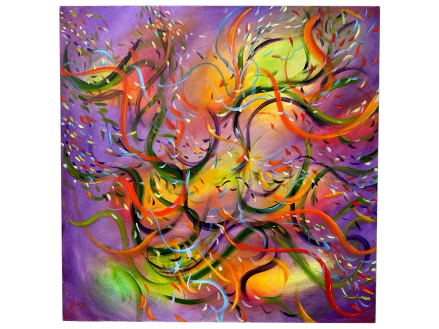 Gerrit Greve (1948-2024, Cardiff by the Sea, CA) Original Acrylic Painting On Canvas Titled 'Underwater' 2021 Signed Lower Left And Verso 36' X 36' Estimate $1,296 - $1,620 [Photo 1]