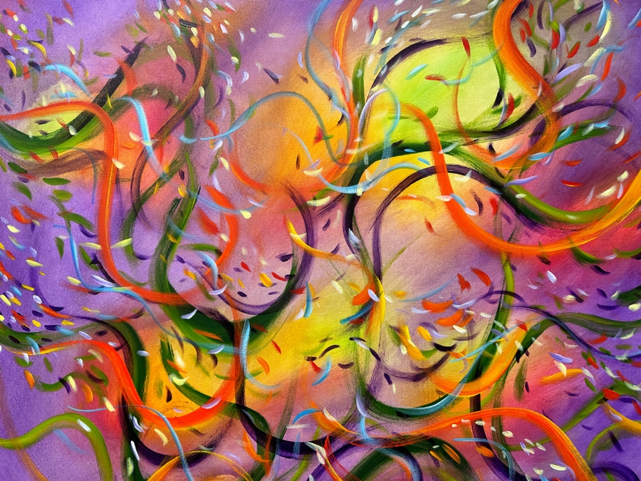 Gerrit Greve (1948-2024, Cardiff by the Sea, CA) Original Acrylic Painting On Canvas Titled 'Underwater' 2021 Signed Lower Left And Verso 36' X 36' Estimate $1,296 - $1,620 [Photo 4]