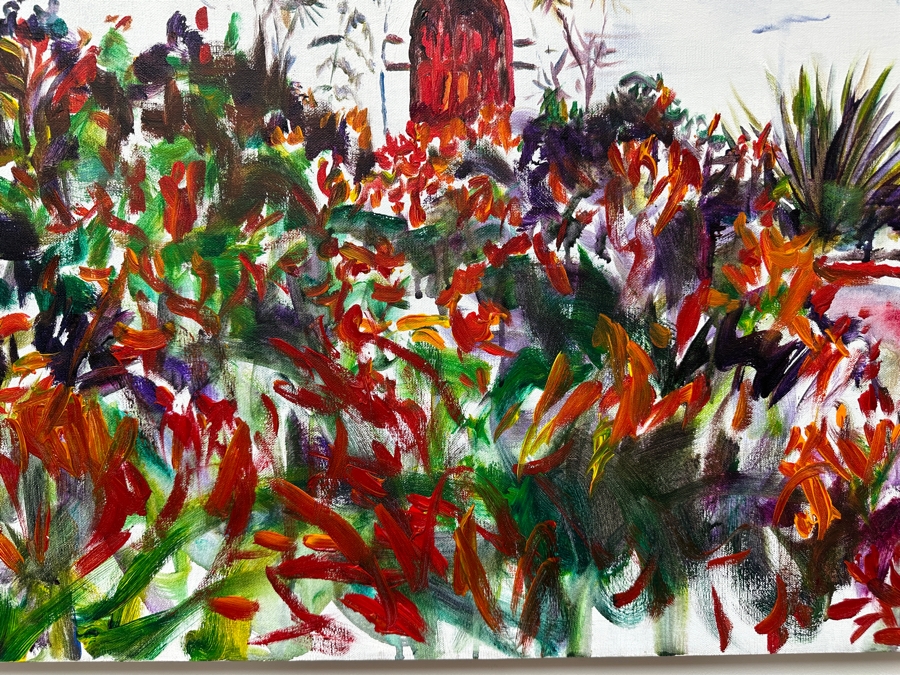 Gerrit Greve (1948-2024, Cardiff by the Sea, CA) Original Acrylic Painting On Canvas Titled 'San Diego Mission'  Signed Lower Left And Verso 36' X 36' Estimate $1,296 - $1,620 [Photo 4]