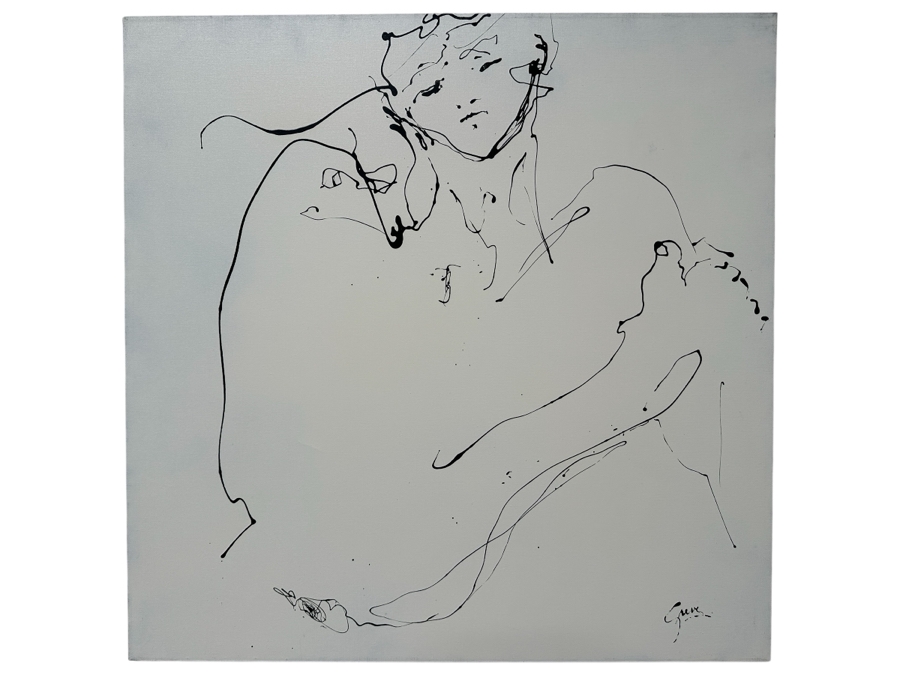 Gerrit Greve (1948-2024, Cardiff by the Sea, CA) Original Acrylic Drip Painting On Canvas Signed Lower Right 36' X 36' Estimate $1,296 - $1,620