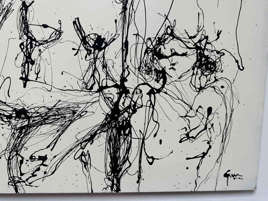 Gerrit Greve (1948-2024, Cardiff by the Sea, CA) Original Acrylic Drip Painting On Canvas Titled 'Three Women'  Signed Lower Right 36' X 36' Estimate $1,296 - $1,620 [Photo 4]