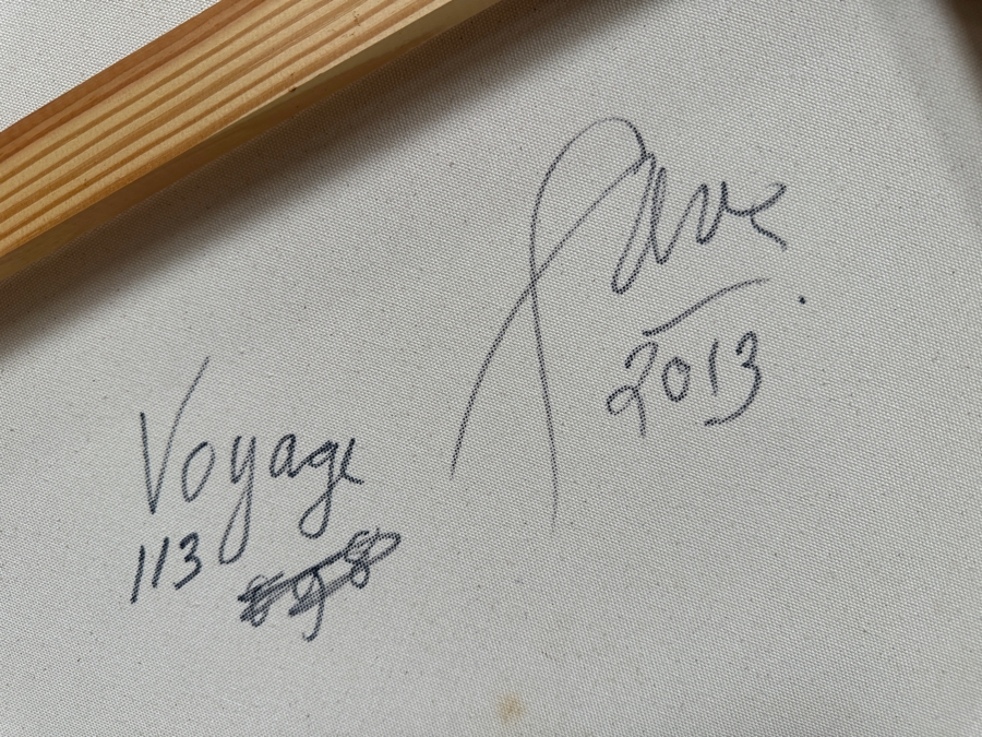 Gerrit Greve (1948-2024, Cardiff by the Sea, CA) Original Acrylic Painting On Canvas Titled 'Voyage 113' 2013 Signed Verso 36' X 36' Estimate $1,296 - $1,620 [Photo 6]