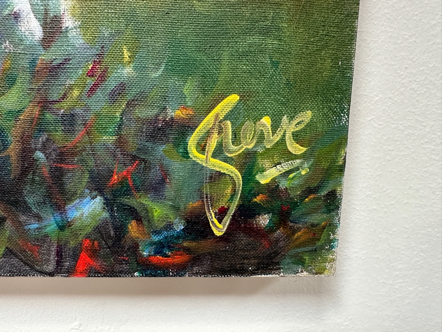 Gerrit Greve (1948-2024, Cardiff by the Sea, CA) Original Acrylic Painting On Canvas Titled 'Picket Fence In Cardiff #2'  Signed Lower Right 36' X 36' Estimate $1,296 - $1,620 [Photo 5]