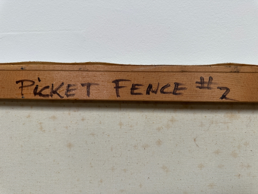 Gerrit Greve (1948-2024, Cardiff by the Sea, CA) Original Acrylic Painting On Canvas Titled 'Picket Fence In Cardiff #2'  Signed Lower Right 36' X 36' Estimate $1,296 - $1,620 [Photo 7]