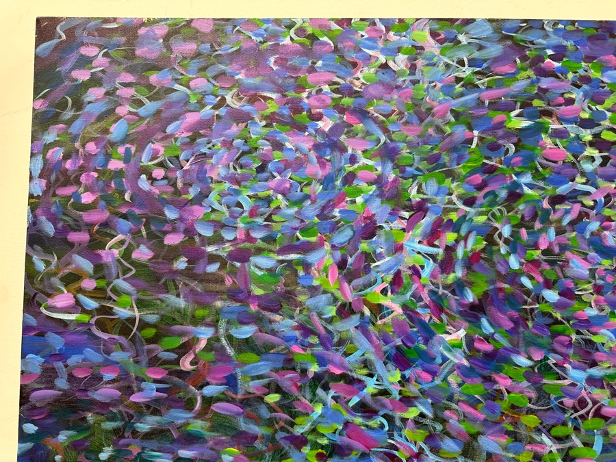 Gerrit Greve (1948-2024, Cardiff by the Sea, CA) Original Acrylic Painting On Canvas Titled 'Raindrops' 1990 Signed Lower Right And Verso 36' X 36' Estimate $1,296 - $1,620 [Photo 4]