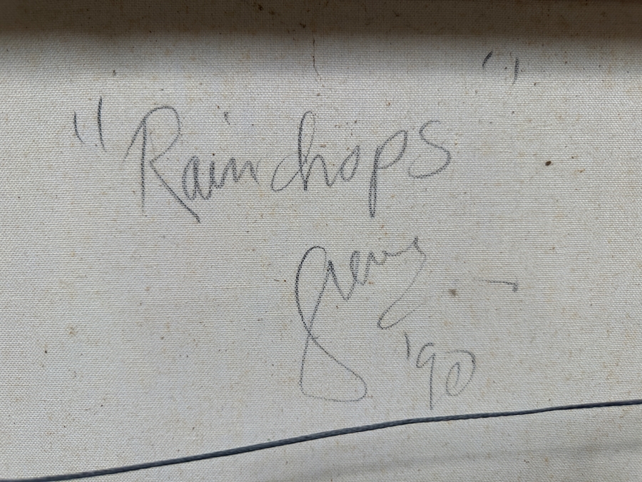 Gerrit Greve (1948-2024, Cardiff by the Sea, CA) Original Acrylic Painting On Canvas Titled 'Raindrops' 1990 Signed Lower Right And Verso 36' X 36' Estimate $1,296 - $1,620 [Photo 7]