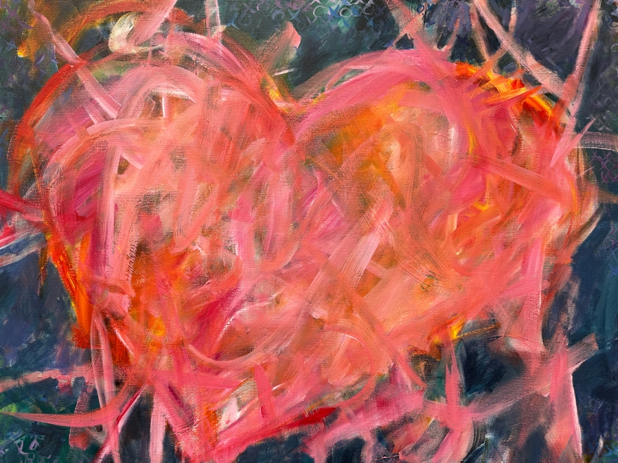 Gerrit Greve (1948-2024, Cardiff by the Sea, CA) Original Acrylic Painting On Canvas Titled 'Love Letter Heart'  Signed Lower Right 36' X 36' Estimate $1,296 - $1,620 [Photo 3]