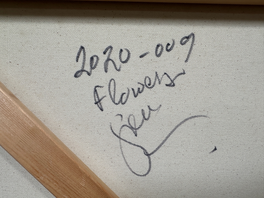 Gerrit Greve (1948-2024, Cardiff by the Sea, CA) Original Acrylic Painting On Canvas Titled 'Flowers 9' 2020 Signed Verso 36' X 36' Estimate $1,296 - $1,620 [Photo 6]