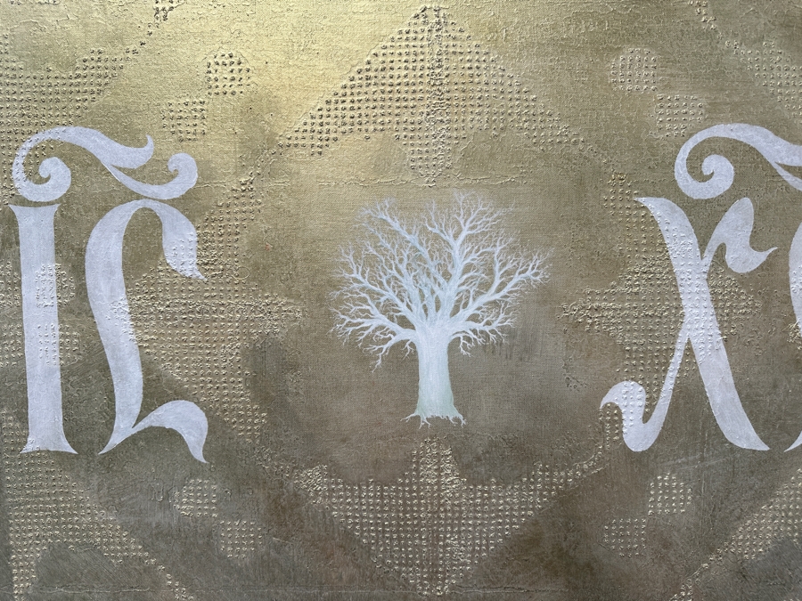 Gerrit Greve (1948-2024, Cardiff by the Sea, CA) Original Acrylic Sand Painting On Canvas Titled '(Jesus Christus) The Resurrection' 2001 Signed Verso 36' X 36' Estimate $1,296 - $1,620 [Photo 4]