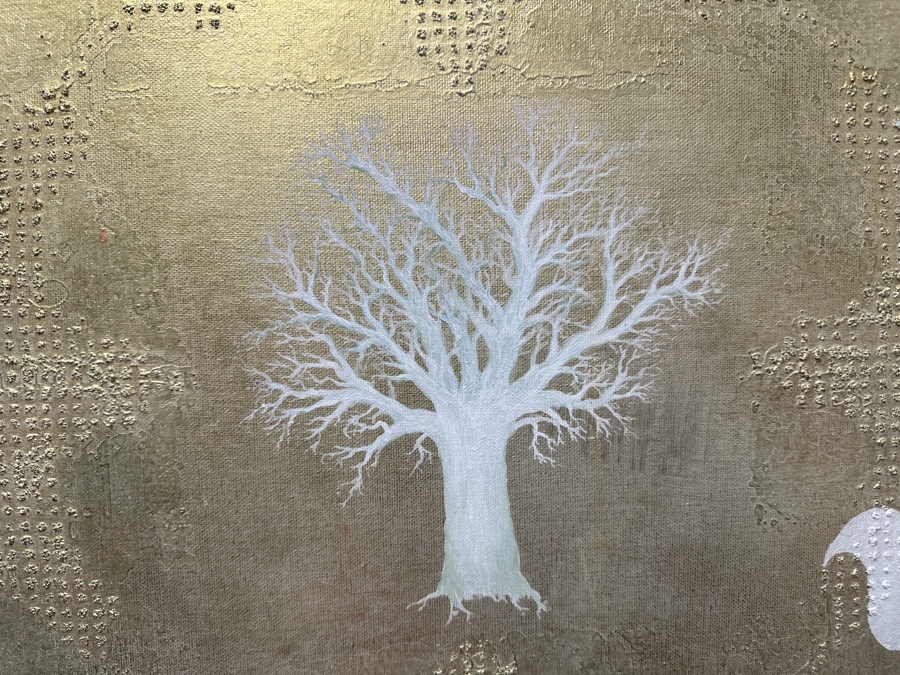 Gerrit Greve (1948-2024, Cardiff by the Sea, CA) Original Acrylic Sand Painting On Canvas Titled '(Jesus Christus) The Resurrection' 2001 Signed Verso 36' X 36' Estimate $1,296 - $1,620 [Photo 5]