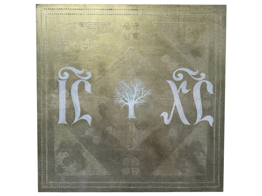 Gerrit Greve (1948-2024, Cardiff by the Sea, CA) Original Acrylic Sand Painting On Canvas Titled '(Jesus Christus) The Resurrection' 2001 Signed Verso 36' X 36' Estimate $1,296 - $1,620