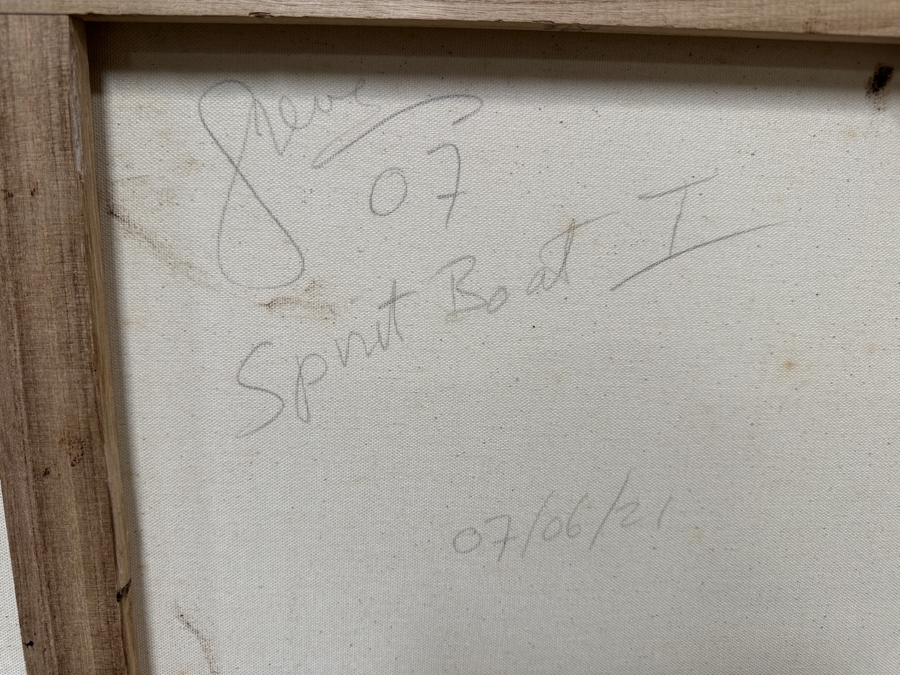 Gerrit Greve (1948-2024, Cardiff by the Sea, CA) Original Acrylic Painting On Canvas Titled 'Spirit Boat I' 2007 Signed Verso 48' X 24' Estimate $1,152 - $1,440 [Photo 7]