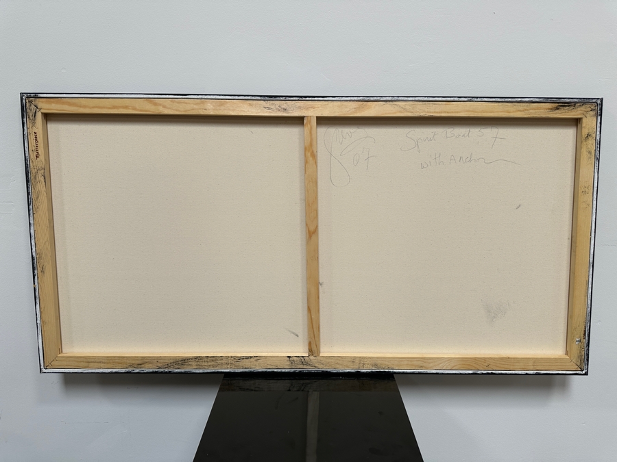 Gerrit Greve (1948-2024, Cardiff by the Sea, CA) Original Acrylic Painting On Canvas Titled 'Spirit Boat With Anchor 57' 2007 Signed Verso 48' X 24' Estimate $1,152 - $1,440 [Photo 6]