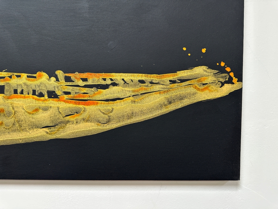 Gerrit Greve (1948-2024, Cardiff by the Sea, CA) Original Acrylic Painting On Canvas Titled 'Spirit Boat With Anchor 57' 2007 Signed Verso 48' X 24' Estimate $1,152 - $1,440 [Photo 5]
