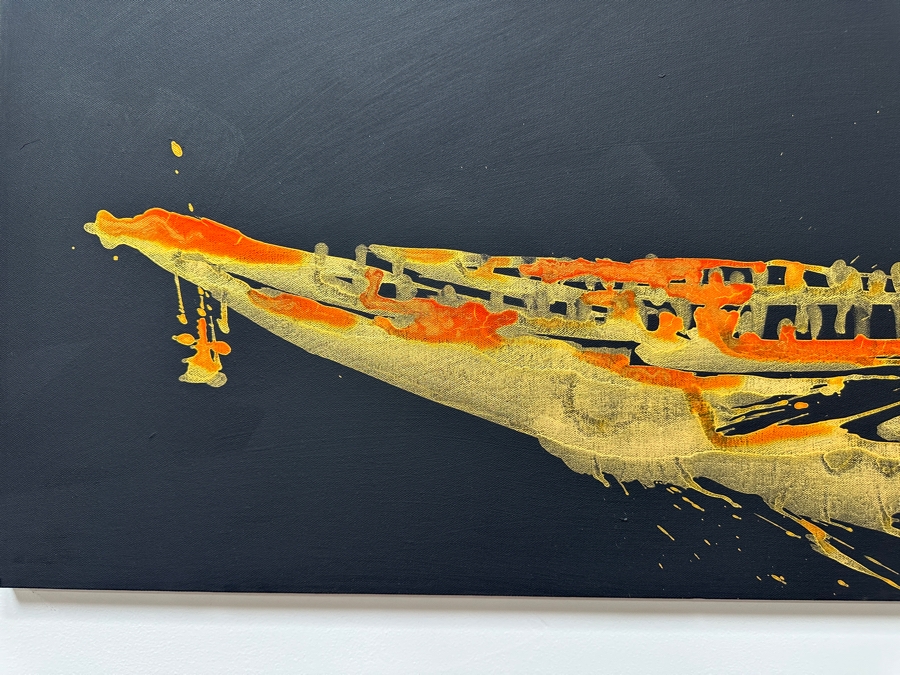 Gerrit Greve (1948-2024, Cardiff by the Sea, CA) Original Acrylic Painting On Canvas Titled 'Spirit Boat With Anchor 57' 2007 Signed Verso 48' X 24' Estimate $1,152 - $1,440 [Photo 3]