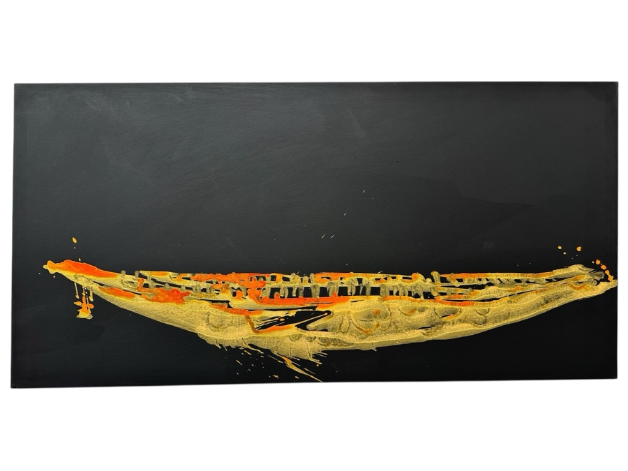 Gerrit Greve (1948-2024, Cardiff by the Sea, CA) Original Acrylic Painting On Canvas Titled 'Spirit Boat With Anchor 57' 2007 Signed Verso 48' X 24' Estimate $1,152 - $1,440 [Photo 1]
