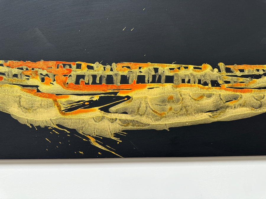 Gerrit Greve (1948-2024, Cardiff by the Sea, CA) Original Acrylic Painting On Canvas Titled 'Spirit Boat With Anchor 57' 2007 Signed Verso 48' X 24' Estimate $1,152 - $1,440 [Photo 4]