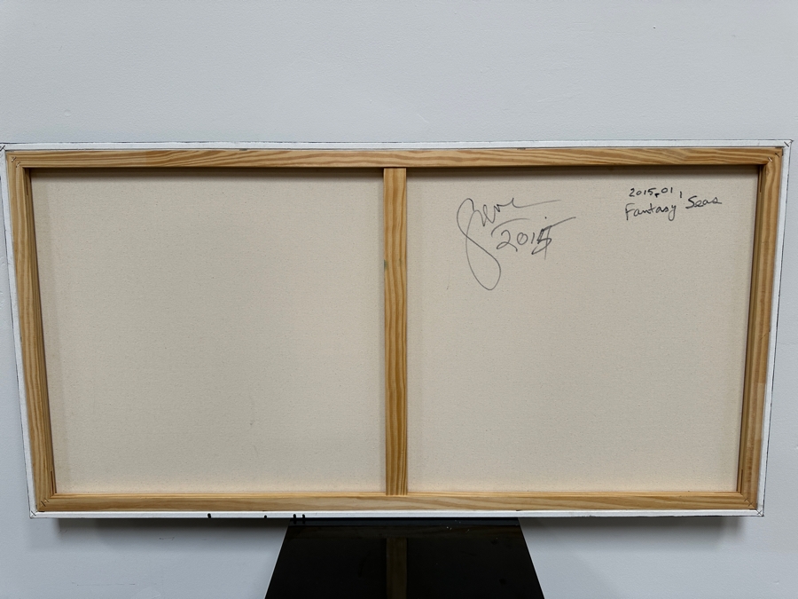Gerrit Greve (1948-2024, Cardiff by the Sea, CA) Original Acrylic Painting On Canvas Titled 'Fantasy Seas' 2015 Signed Verso 48' X 24' Estimate $1,152 - $1,440 [Photo 5]