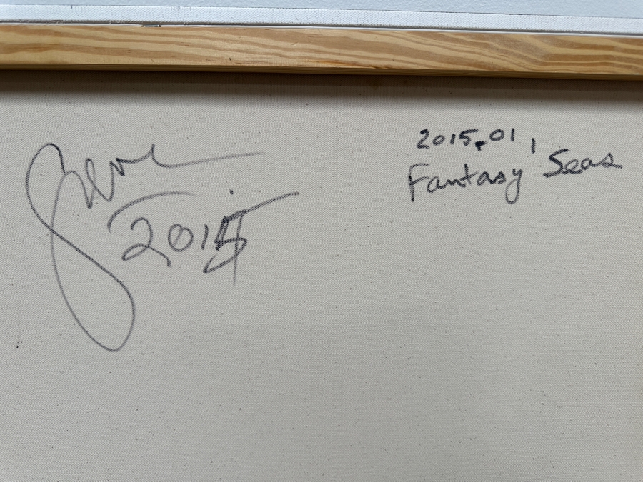 Gerrit Greve (1948-2024, Cardiff by the Sea, CA) Original Acrylic Painting On Canvas Titled 'Fantasy Seas' 2015 Signed Verso 48' X 24' Estimate $1,152 - $1,440 [Photo 6]