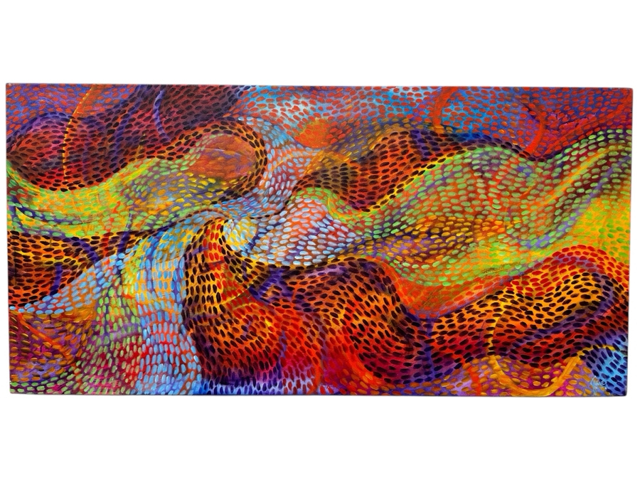 Gerrit Greve (1948-2024, Cardiff by the Sea, CA) Original Acrylic Painting On Canvas Titled 'Underwater Bed' 2021 Signed Verso 48' X 24' Estimate $1,152 - $1,440