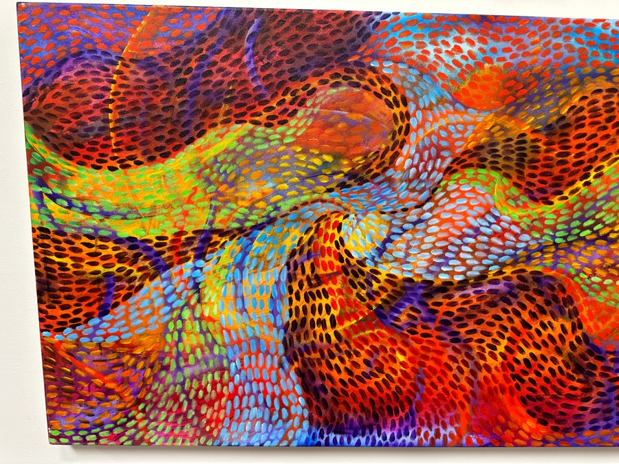 Gerrit Greve (1948-2024, Cardiff by the Sea, CA) Original Acrylic Painting On Canvas Titled 'Underwater Bed' 2021 Signed Verso 48' X 24' Estimate $1,152 - $1,440 [Photo 3]