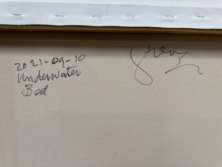 Gerrit Greve (1948-2024, Cardiff by the Sea, CA) Original Acrylic Painting On Canvas Titled 'Underwater Bed' 2021 Signed Verso 48' X 24' Estimate $1,152 - $1,440 [Photo 6]