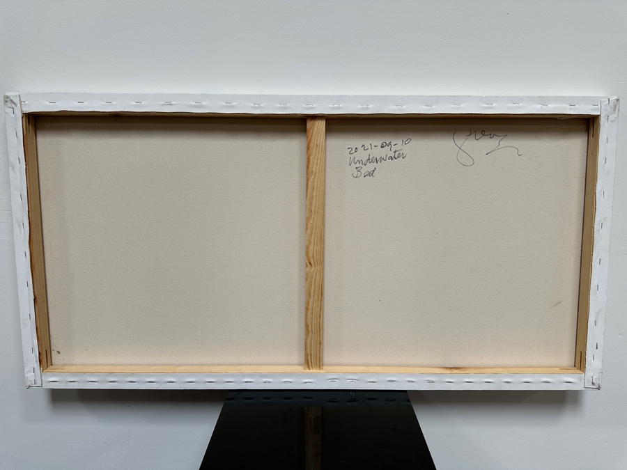 Gerrit Greve (1948-2024, Cardiff by the Sea, CA) Original Acrylic Painting On Canvas Titled 'Underwater Bed' 2021 Signed Verso 48' X 24' Estimate $1,152 - $1,440 [Photo 5]