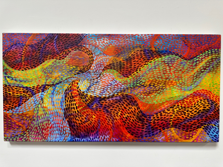 Gerrit Greve (1948-2024, Cardiff by the Sea, CA) Original Acrylic Painting On Canvas Titled 'Underwater Bed' 2021 Signed Verso 48' X 24' Estimate $1,152 - $1,440 [Photo 2]