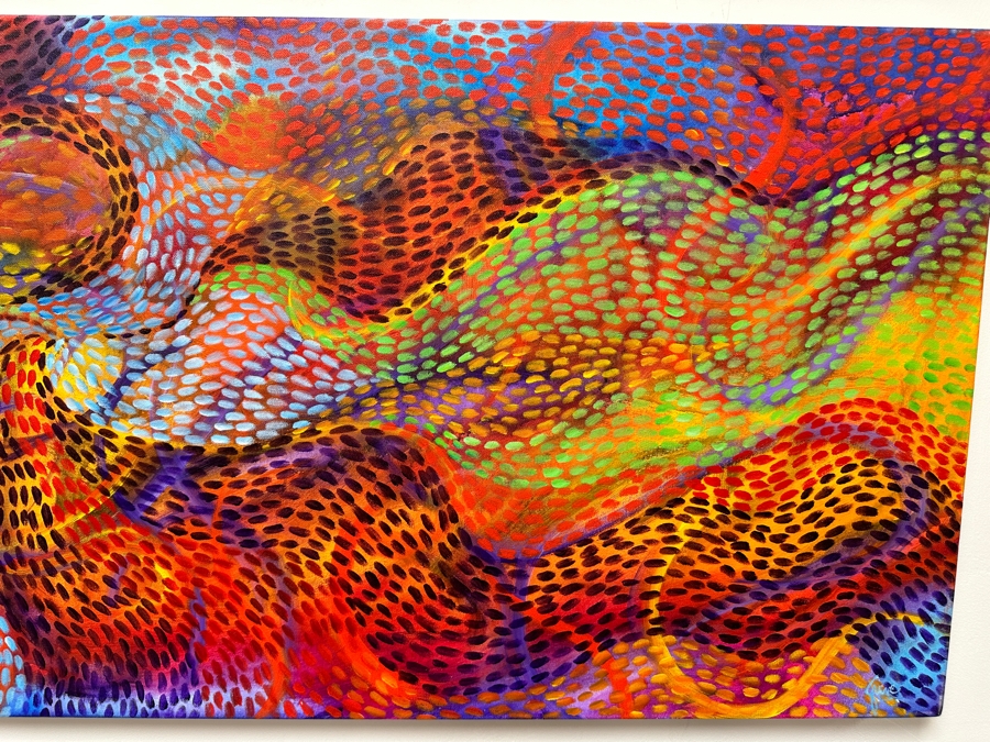 Gerrit Greve (1948-2024, Cardiff by the Sea, CA) Original Acrylic Painting On Canvas Titled 'Underwater Bed' 2021 Signed Verso 48' X 24' Estimate $1,152 - $1,440 [Photo 4]