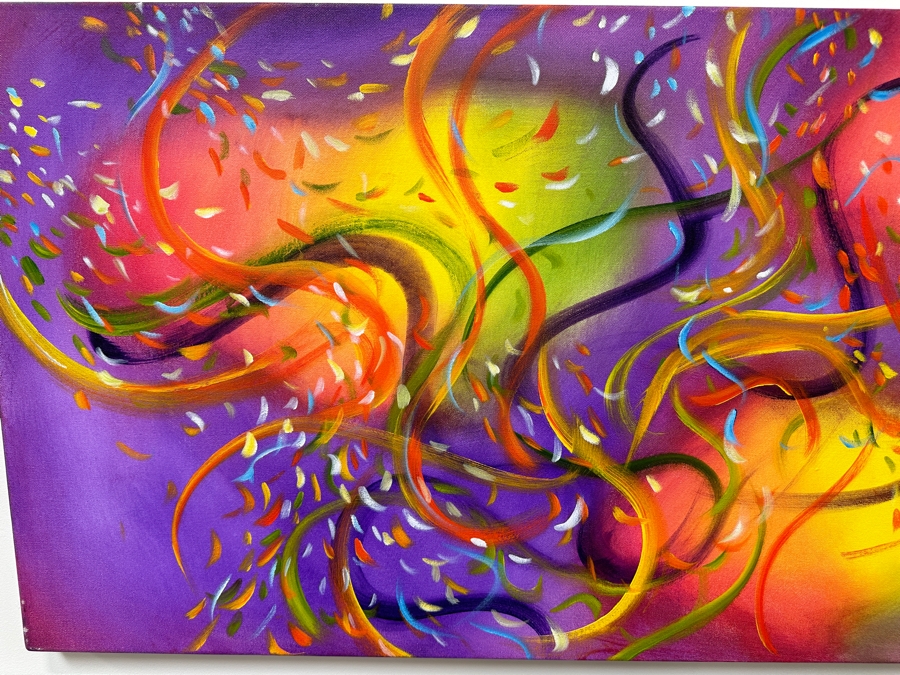 Gerrit Greve (1948-2024, Cardiff by the Sea, CA) Original Acrylic Painting On Canvas Titled 'Underwater Life' 2021 Signed Verso 48' X 24' Estimate $1,152 - $1,440 [Photo 4]