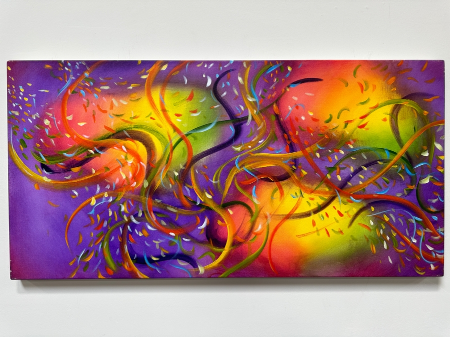 Gerrit Greve (1948-2024, Cardiff by the Sea, CA) Original Acrylic Painting On Canvas Titled 'Underwater Life' 2021 Signed Verso 48' X 24' Estimate $1,152 - $1,440 [Photo 2]