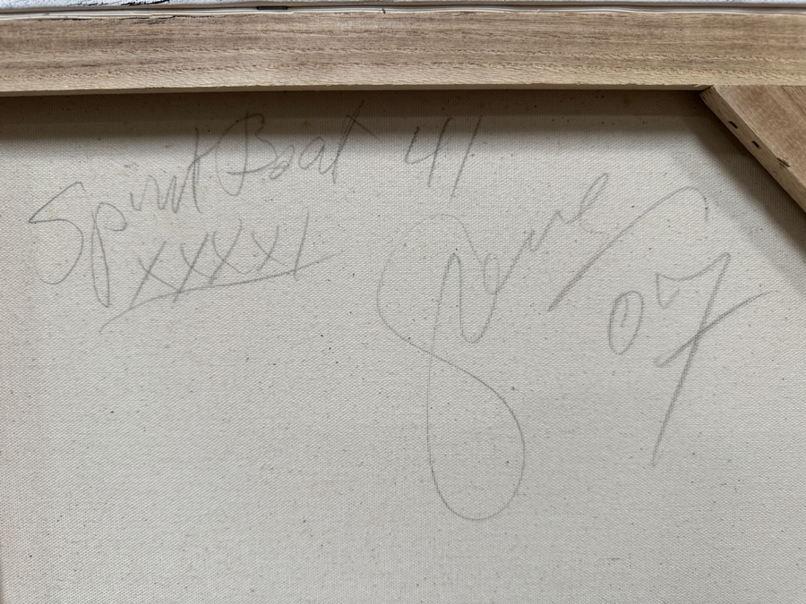 Gerrit Greve (1948-2024, Cardiff by the Sea, CA) Original Acrylic Painting On Canvas Titled 'Spirit Boat 41' 2007 Signed Verso 48' X 24' Estimate $1,152 - $1,440 [Photo 7]