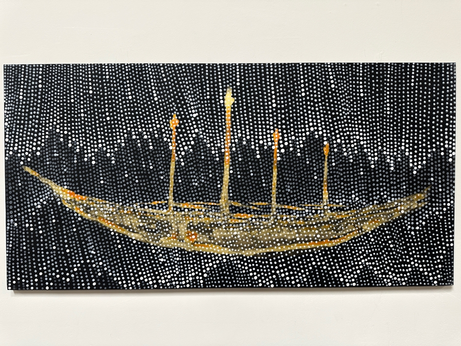 Gerrit Greve (1948-2024, Cardiff by the Sea, CA) Original Acrylic Painting On Canvas Titled 'Spirit Boat 41' 2007 Signed Verso 48' X 24' Estimate $1,152 - $1,440 [Photo 2]