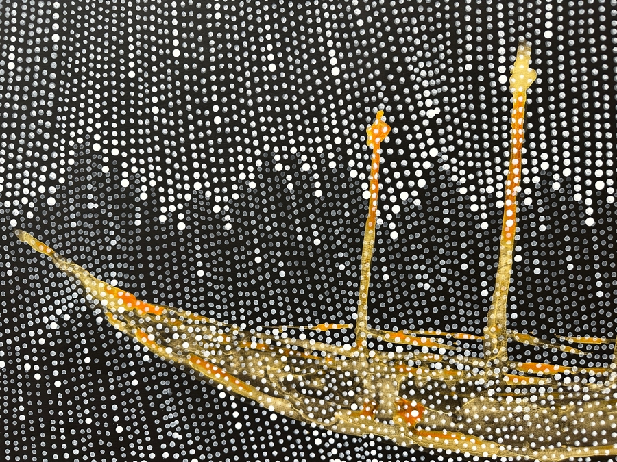 Gerrit Greve (1948-2024, Cardiff by the Sea, CA) Original Acrylic Painting On Canvas Titled 'Spirit Boat 41' 2007 Signed Verso 48' X 24' Estimate $1,152 - $1,440 [Photo 4]