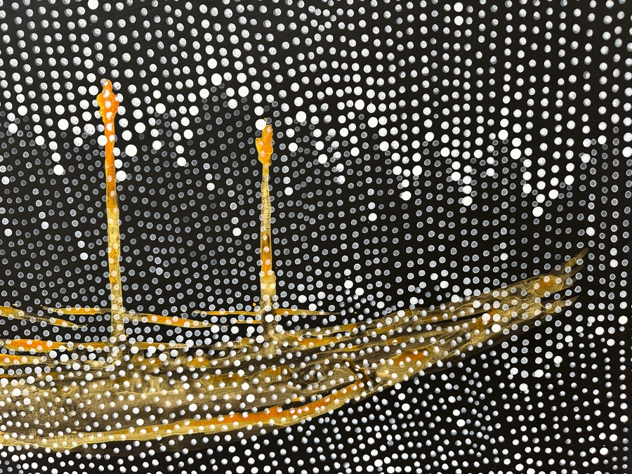 Gerrit Greve (1948-2024, Cardiff by the Sea, CA) Original Acrylic Painting On Canvas Titled 'Spirit Boat 41' 2007 Signed Verso 48' X 24' Estimate $1,152 - $1,440 [Photo 5]